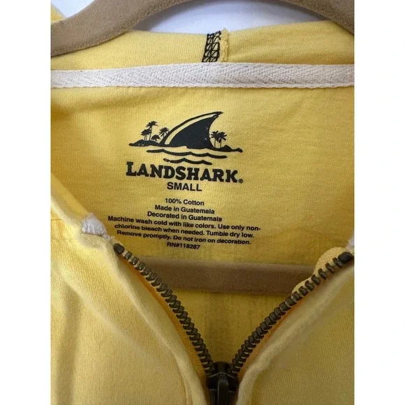 Landshark Quarter Zip Hoodie Beach Surf Graphic Pullover Top Mens Small - Picture 2 of 5